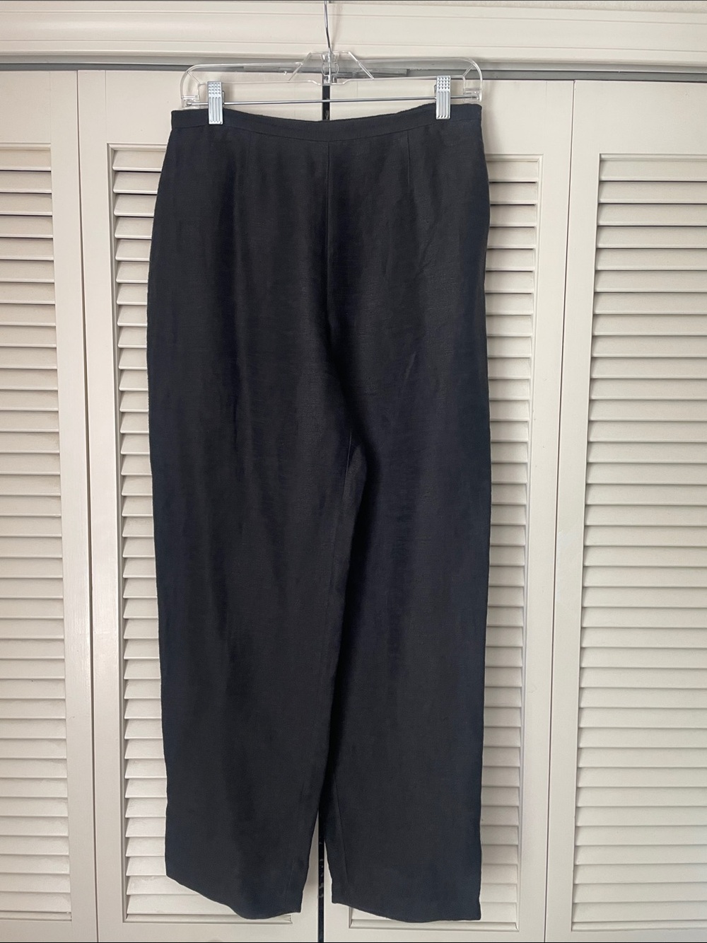 Eileen Fisher Linen Pants Black Size M Petite flat front side zipper